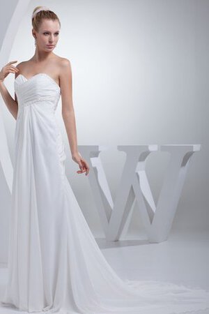 Chiffon a linie Herz-Ausschnitt langes glamouröses Brautkleid mit Plissierungen - Bild 4