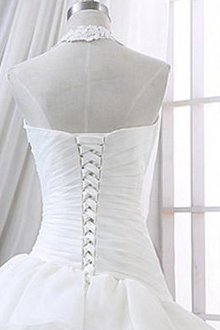 A linie Nackenband Herz-Ausschnitt langes bodenlanges Brautkleid mit Rüschen - Bild 2