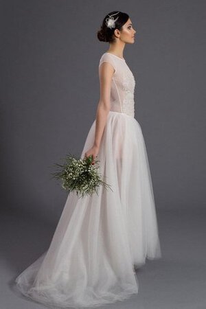 Perlenbesetztes A-Linie bodenlanges Brautkleid aus Tüll mit gekappten Ärmeln - Bild 3