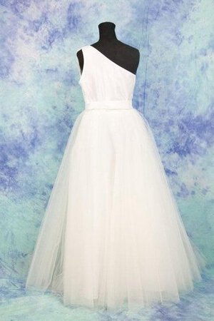 Ein Träger natürliche Taile A-Line extravagantes langes Brautkleid mit Blume - Bild 3