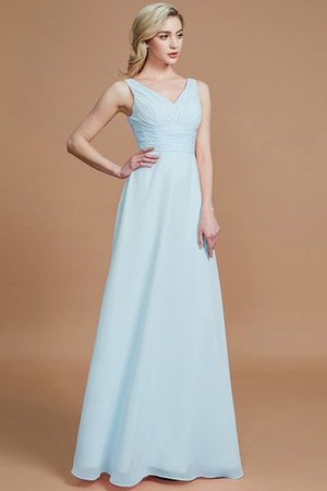 Prinzessin A-Linie Bodenlanges Brautjungfernkleid mit V-Ausschnitt ohne Ärmeln - Bild 23