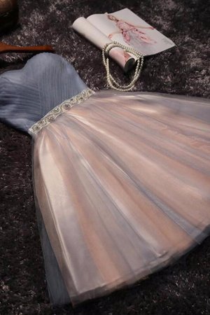 Perlenbesetztes Engelhaft Natürliche Taile Abiballkleid aus Tüll ohne Ärmeln - Bild 1