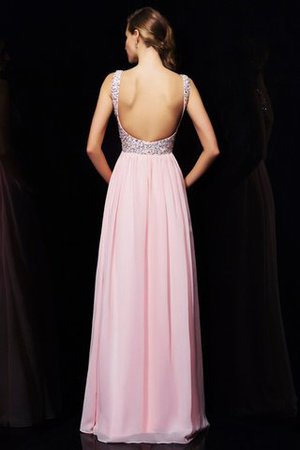 Perlenbesetztes Chiffon Empire Taille Abendkleid mit Offenen Rücken mit V-Ausschnitt - Bild 2