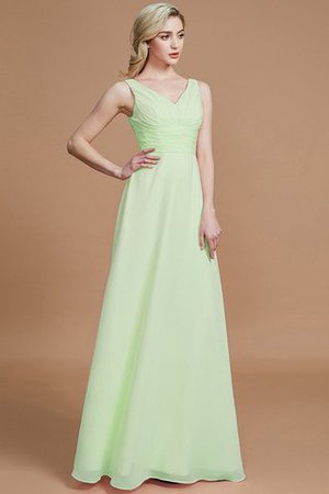 Prinzessin A-Linie Bodenlanges Brautjungfernkleid mit V-Ausschnitt ohne Ärmeln - Bild 31