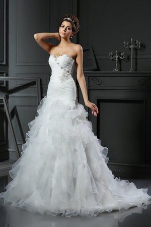 Natürliche Taile Meerjungfrau Stil Anständiges Prächtiges Brautkleid mit Kapelle Schleppe - Bild 1