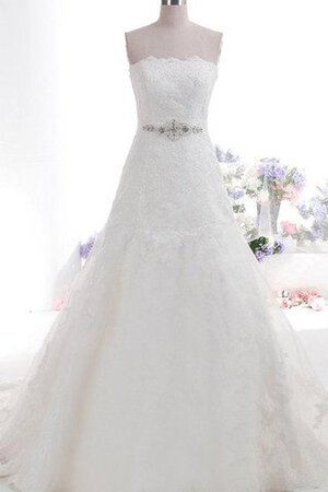 Plissiertes A-Line Reißverschluss prächtiges Brautkleid mit Bordüre mit Gürtel - Bild 1
