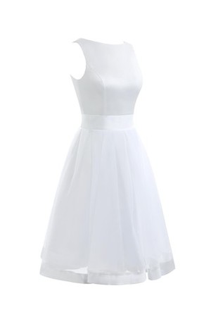 Natürliche Taile Etui Bateau Ausschnitt plissiertes romantisches Brautkleid ohne Ärmeln - Bild 4