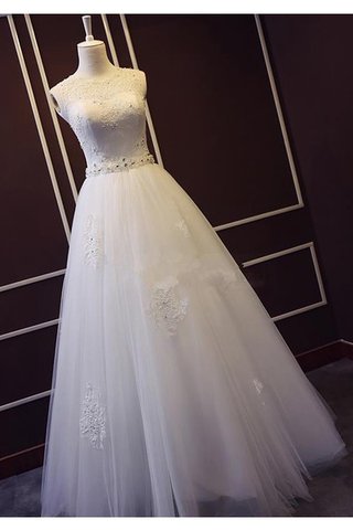 A linie natürliche Taile Schaufel-Ausschnitt Ärmelloses Elegantes bodenlanges Brautkleid - Bild 2