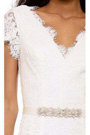 Spitze kurze Ärmeln A-Line einfaches Brautkleid mit Gürtel mit gekappten Ärmeln - Bild 4