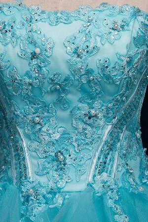 Herz-Ausschnitt Spitze Perlenbesetztes Quinceanera Kleid mit Rücken Schnürung mit Rüschen - Bild 4