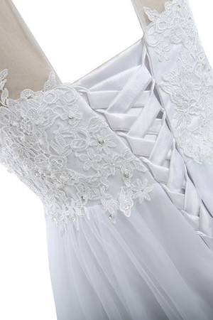 Robe de mariée officiel de col en cœur de traîne courte avec manche courte versicolor - Photo 7