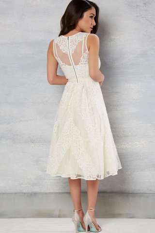 A-Linie V-Ausschnitt wadenlanges Brautkleid mit Bordüre mit Applikation - Bild 2