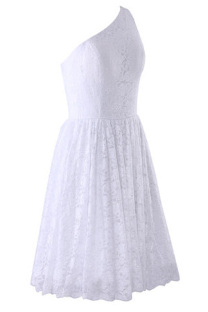 Natürliche Taile A-Line schlichtes mini Brautkleid mit Reißverschluss mit Mitte Rücken - Bild 3