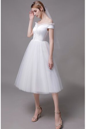 Reißverschluss Fabelhaft A-Line Kurzes Brautkleid mit Knöpfen - Bild 1