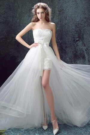 Einzigartig Ärmelloses Bescheidenes Brautkleid mit Bordüre mit Reißverschluss - Bild 6