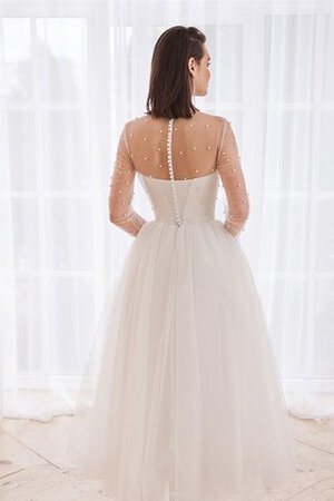 Lange Ärmeln A-Linie Perlenbesetztes Glamourös Tüll Brautkleid - Bild 2