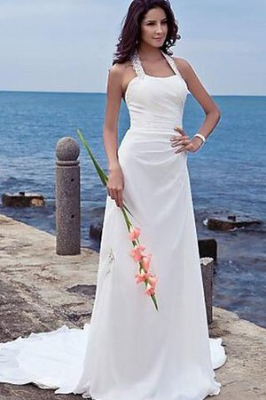 Etui Beach Stil natürliche Taile Brautkleid mit Perlen ohne Ärmeln - Bild 7