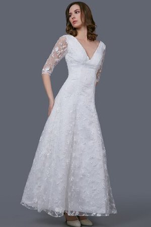 Plissiertes V-Ausschnitt sexy knöchellanges Brautkleid mit Bordüre mit Applike - Bild 4