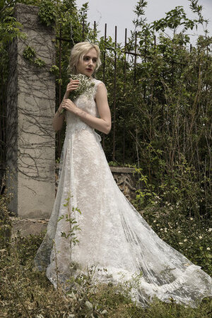 Prinzessin Hoher Kragen Anmutig Schick Brautkleid aus Satin - Bild 1