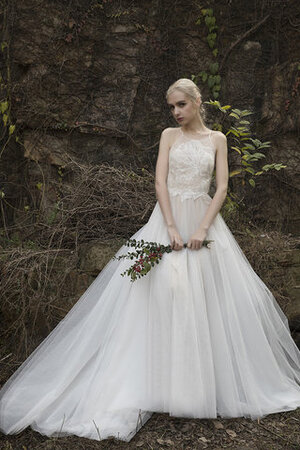 Exquisit Pompöse Schlichtes Brautkleid ohne Ärmeln mit Blume - Bild 2
