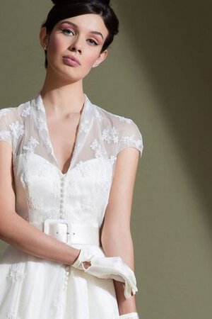 A-Line kurze Ärmeln knöchellanges Brautkleid mit Applike mit gekappten Ärmeln - Bild 3
