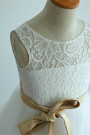 A-Line Natürliche Taile Bodenlanges Blumenmädchenkleid mit Schleife mit Gürtel - Bild 3
