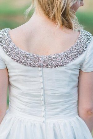 Perlenbesetztes Quadrat Ausschnitt A-Line plissiertes Brautkleid mit Rüschen - Bild 5