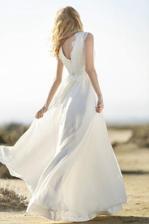 Sencillo Vestido de Novia de Borde-Festoneado de Playa de Escote en V con Cintas - Foto 1