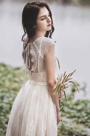 Spitze Verlockend Bodenlanges Brautkleid mit Perlen mit Reißverschluss - Bild 4