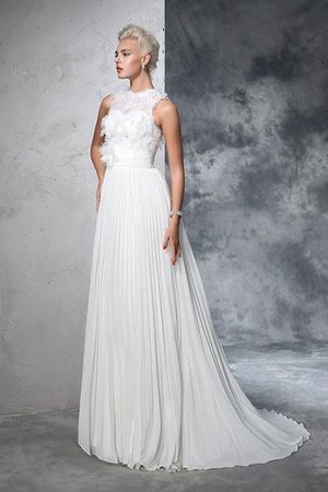 A-Line Hoher Ausschnitt Chiffon Extravagantes Brautkleid ohne Ärmeln - Bild 4