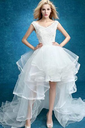 Meerjungfrau Stil hoch niedrig Tüll informelles Brautkleid mit Perlen mit Applikation - Bild 3