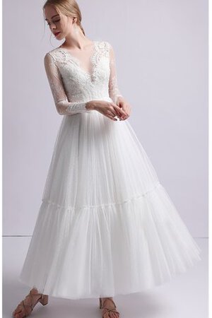 Blendend Klassisches A-Line Sittsames Brautkleid mit Langen Ärmeln - Bild 6