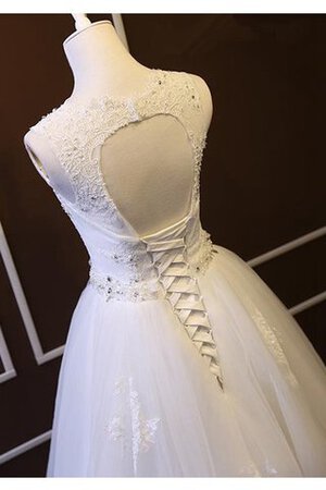 A linie natürliche Taile Schaufel-Ausschnitt Ärmelloses Elegantes bodenlanges Brautkleid - Bild 5