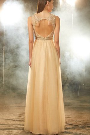 Schaufel-Ausschnitt Normale Taille A-Line Abendkleid mit Perlen mit Offenen Rücken - Bild 2