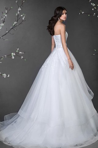 Tüll langes bodenlanges Brautkleid mit Gericht Schleppe mit Drapierung - Bild 2