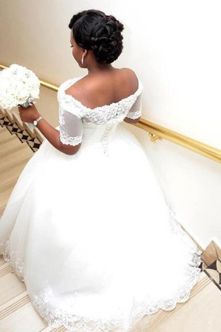 Plissiertes Reißverschluss halbe Ärmeln modisches schlichtes prächtiges Brautkleid - Bild 2