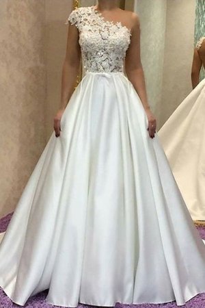 Brillant Ein Schulter Klassisches Romantisches Brautkleid mit Sweep Zug - Bild 1