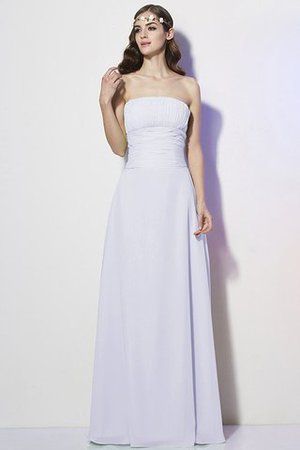Drapiertes A-Line Bodenlanges Brautjungfernkleid mit Reißverschluss ohne Träger - Bild 29