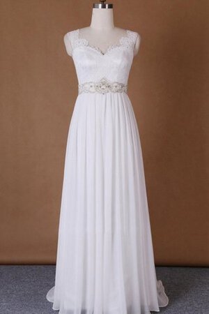 Robe de mariée en satin extensible de col en v sucré avec cristal simple - Photo 1