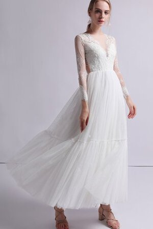 Blendend Klassisches A-Line Sittsames Brautkleid mit Langen Ärmeln - Bild 5