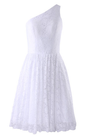 Natürliche Taile A-Line schlichtes mini Brautkleid mit Reißverschluss mit Mitte Rücken - Bild 1