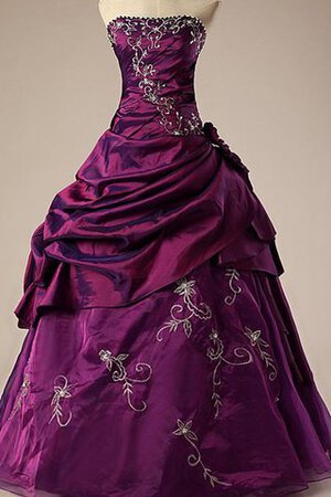 Satin gesticktes plissiertes Perlenbesetztes Quinceanera Kleid aus Organza mit Bordüre - Bild 1