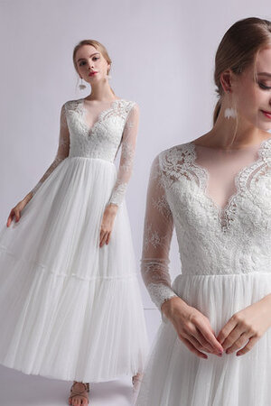 Blendend Klassisches A-Line Sittsames Brautkleid mit Langen Ärmeln - Bild 2