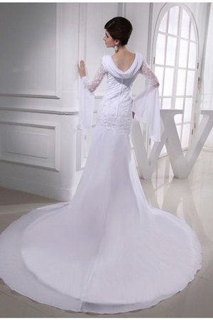 Reißverschluss Gesticktes V-Ausschnitt Brautkleid aus Chiffon mit Kapelle Schleppe - Bild 2