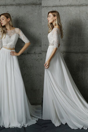 Schön Romantisches Bodenlanges Brautkleid mit Knöpfen mit Gericht Schleppe - Bild 2
