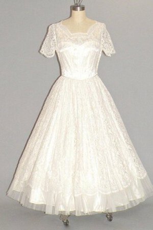 Gesticktes Reißverschluss A-Linie knöchellanges Brautkleid mit Bordüre mit Juwel Ausschnitt - Bild 1