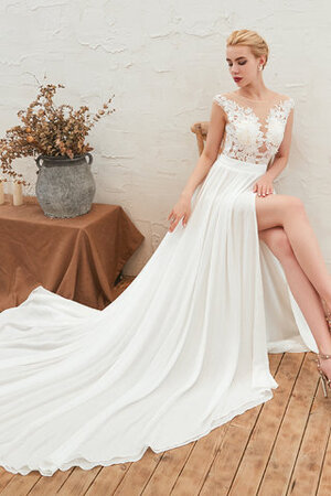 Ärmelloses Zart Festliches Romantisches Brautkleid mit Bootsförmiger Ausschnitt - Bild 2