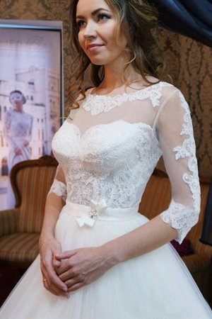 Absorbierend Gesticktes Prächtiges Romantisches Brautkleid mit Natürlicher Taille - Bild 3