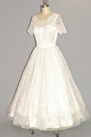 Gesticktes Reißverschluss A-Linie knöchellanges Brautkleid mit Bordüre mit Juwel Ausschnitt - Bild 3