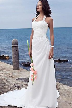 Etui Beach Stil natürliche Taile Brautkleid mit Perlen ohne Ärmeln - Bild 2